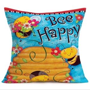 Bee happy pillow cover